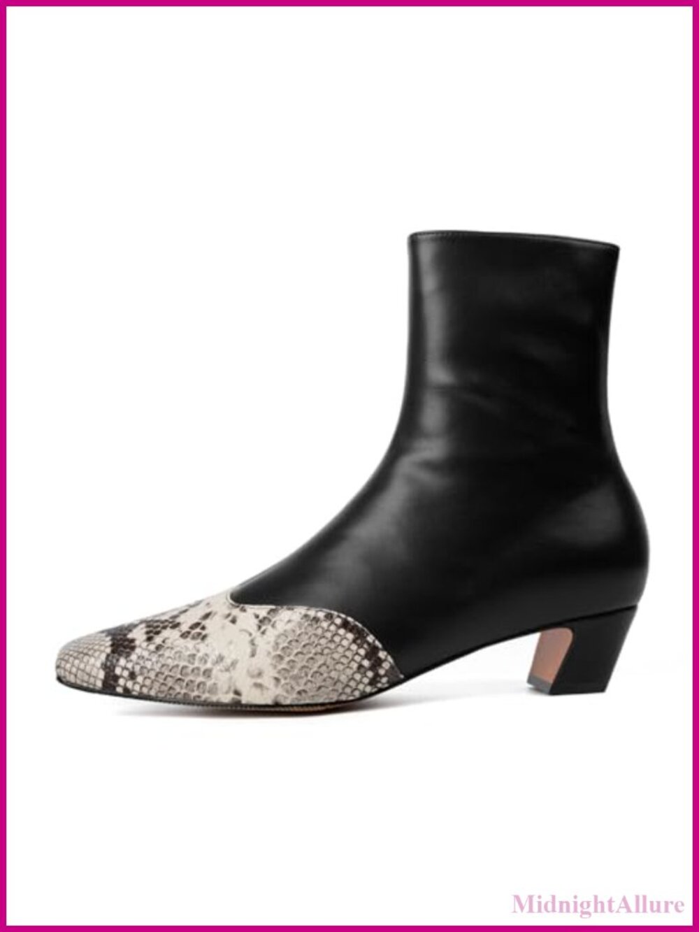 Women's PU Leather Square Toe Kitten Heel Ankle Booties Side Zip Party